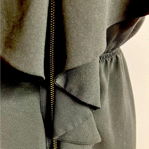 Alya Women’s Black Ruffle Spaghetti Strap Dress, Small, Black w Front Zipper - Picture 5 of 5